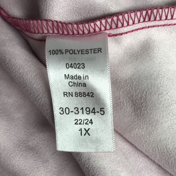 WOMAN WITHIN Long Sleeve Button Up Blouse Plus Sz 1X (22/24) Raspberry Pink Top - Picture 4 of 9